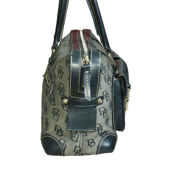 Dooney Bourke Dual Pockets Satchel Handbag Vintage Monogram Canvas Leather Trim - Picture 13 of 14